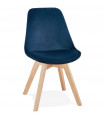 Chaise design bleu en tissu et bois Kolo
