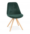 Chaise design vert en tissu et bois Eton