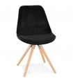 Chaise design noir en tissu et bois Eton