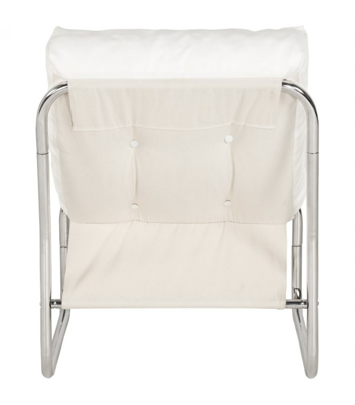 Fauteuil design (non empilable) blanc en similicuir Ava