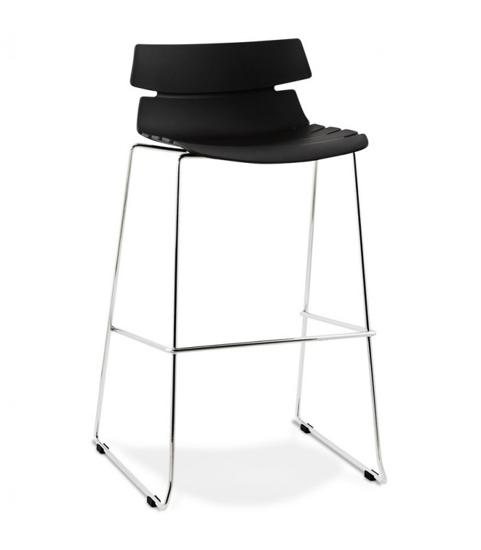 Tabouret de bar design noir en plastique Livia