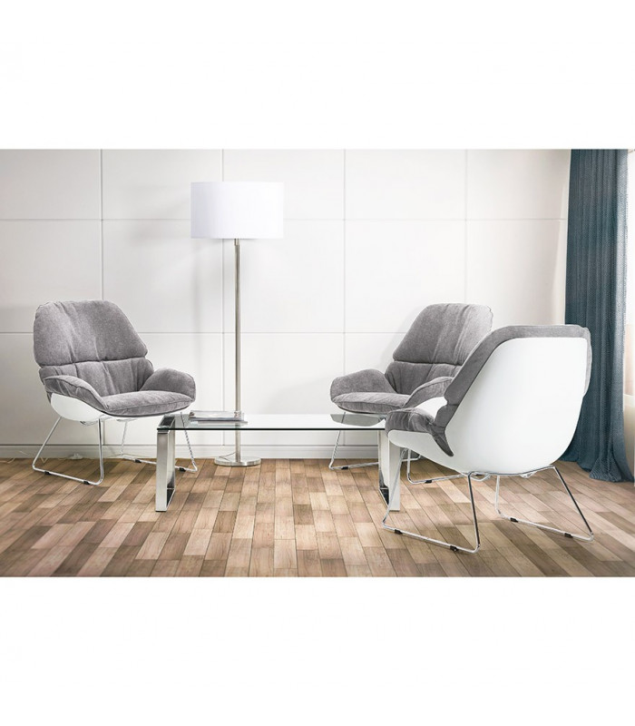 Fauteuil design gris clair en tissu Melbury