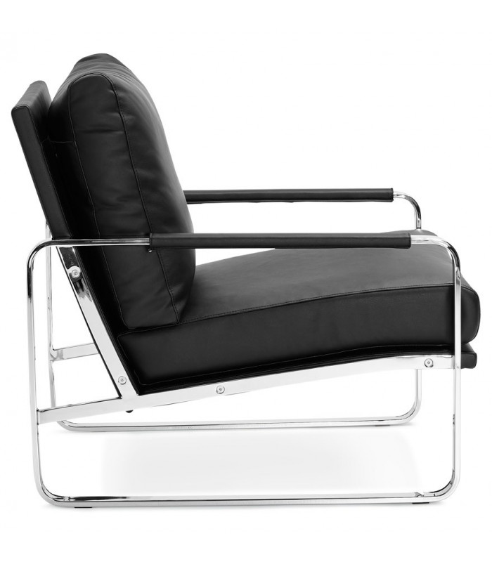 Fauteuil design noir en similicuir Adams