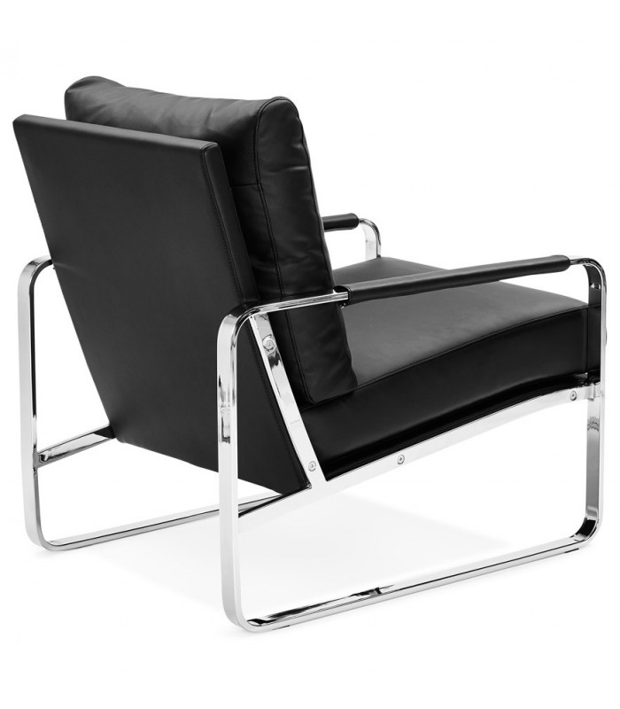 Fauteuil design noir en similicuir Adams