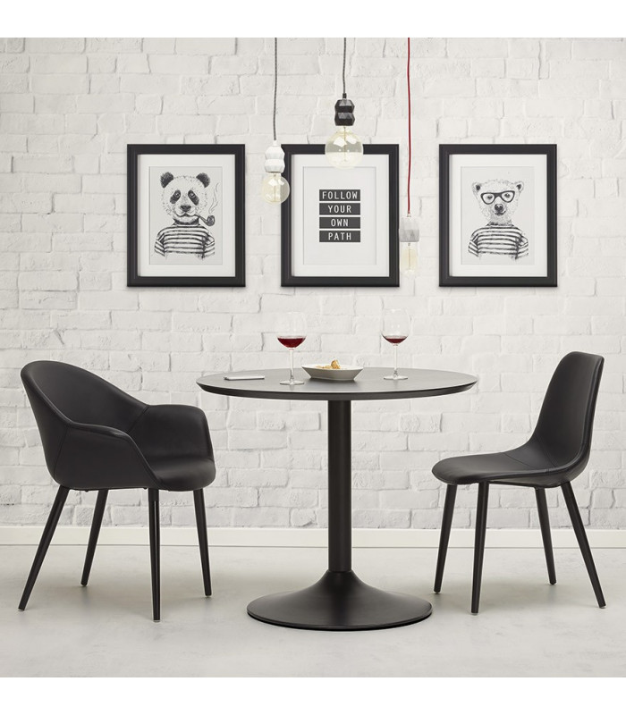 Fauteuil design noir en similicuir Henley
