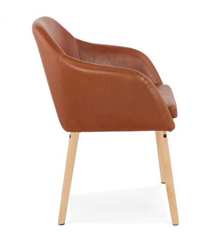 Fauteuil design marron en similicuir Hansen