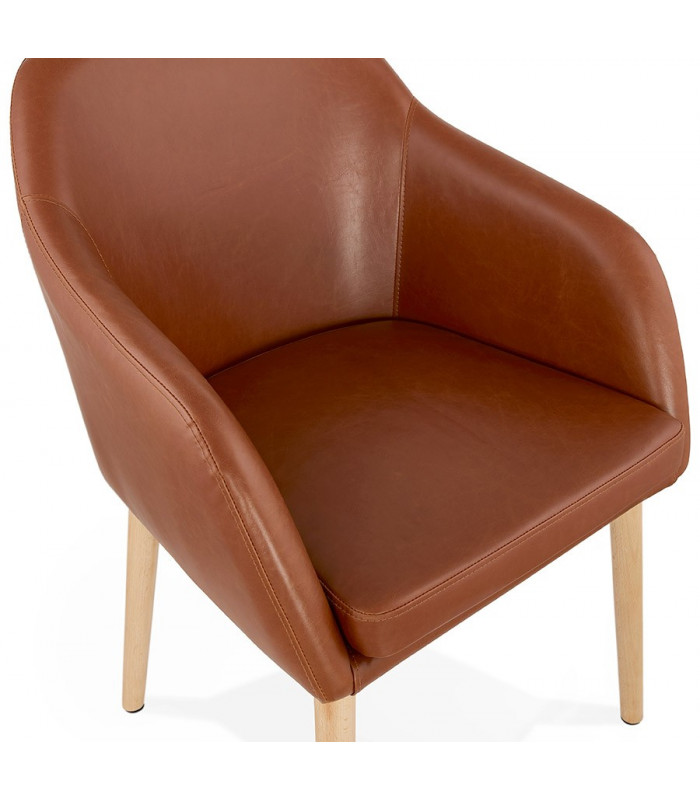Fauteuil design marron en similicuir Hansen