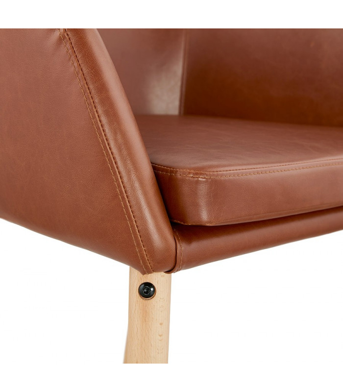 Fauteuil design marron en similicuir Hansen