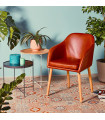 Fauteuil design marron en similicuir Hansen