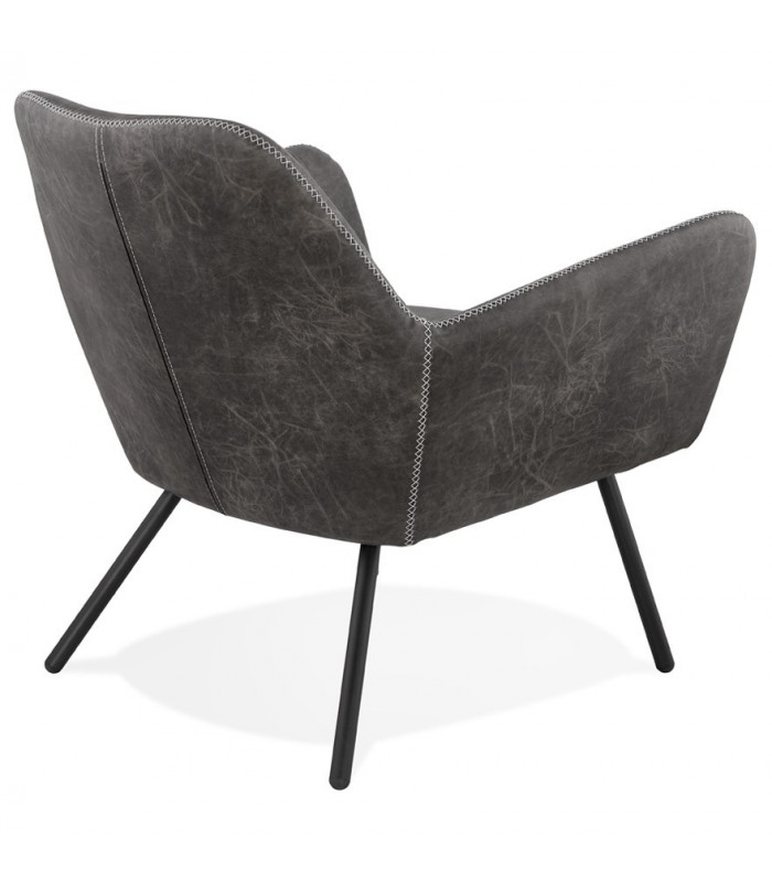 Fauteuil design gris foncé en similicuir Grove
