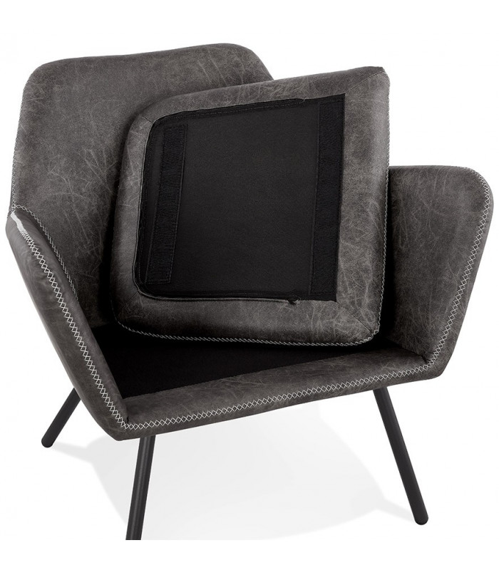 Fauteuil design gris foncé en similicuir Grove