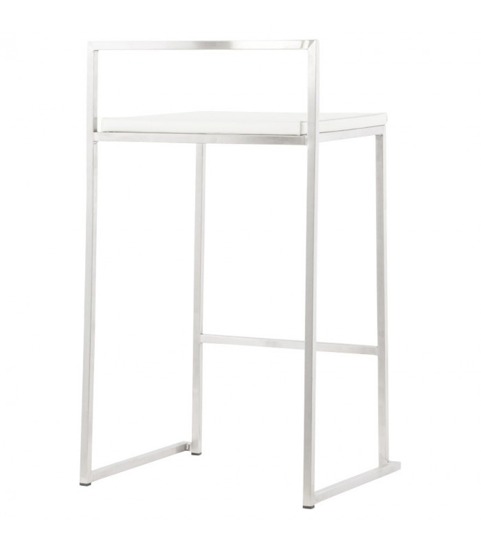Tabouret de bar design blanc en similicuir Hester