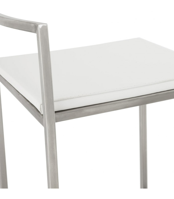 Tabouret de bar design blanc en similicuir Hester