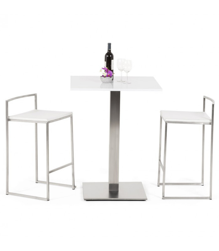 Tabouret de bar design blanc en similicuir Hester