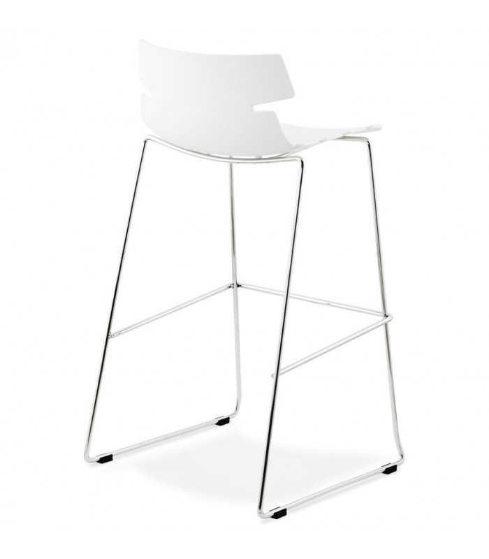 Tabouret de bar design blanc en plastique Livia