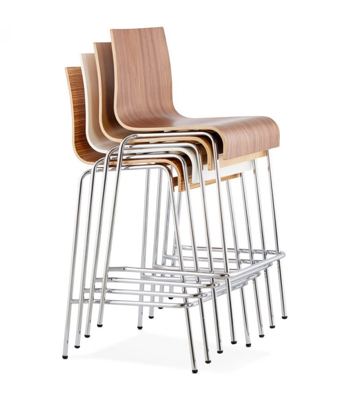 Tabouret de bar design zebré en bois Broco