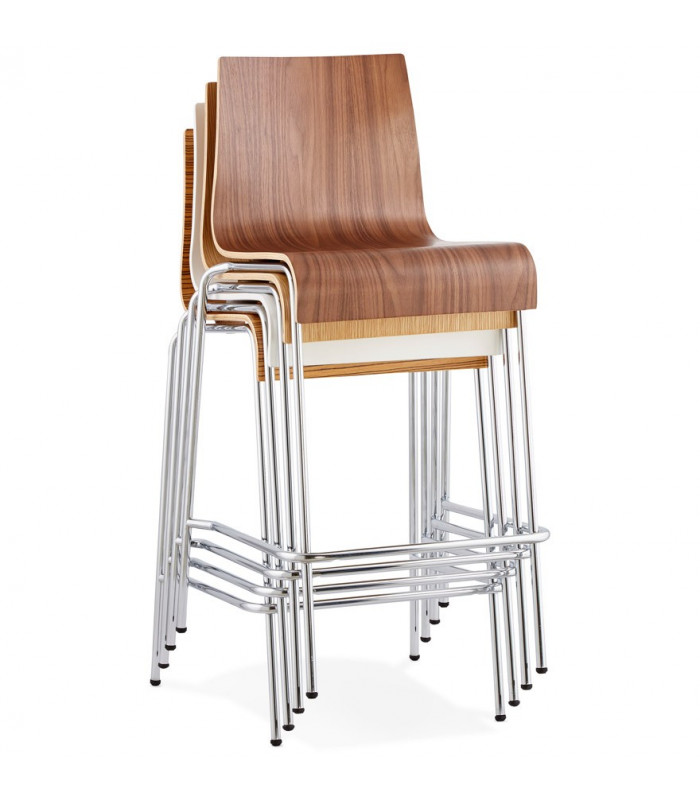 Tabouret de bar design zebré en bois Broco