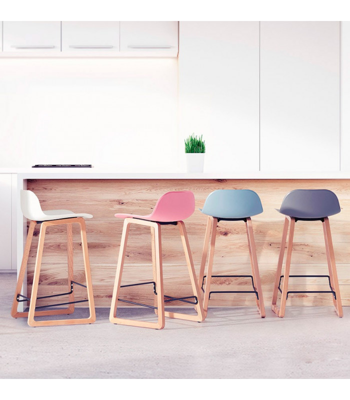 Tabouret de bar design gris en plastique Allegra