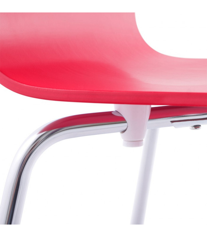 chaise design (non empilable) rouge en bois Boyer