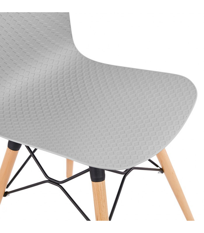Chaise design gris en plastique et bois Delphine
