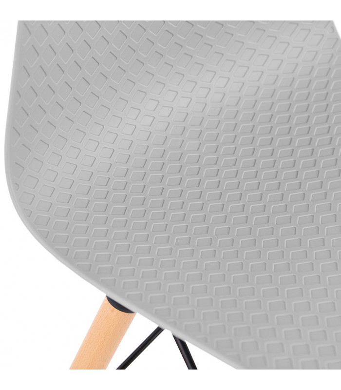 Chaise design gris en plastique et bois Delphine