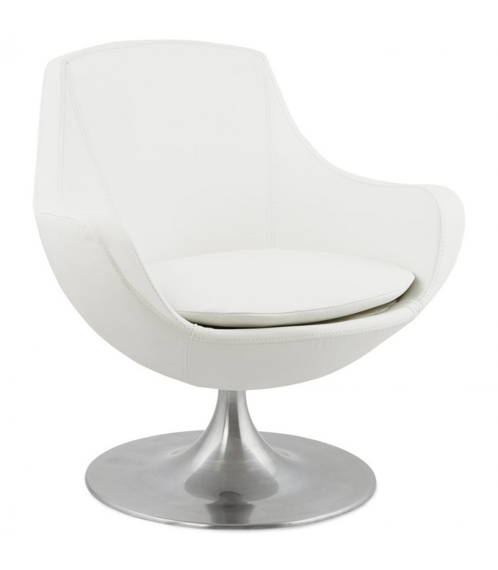 Fauteuil design blanc en similicuir Leoni