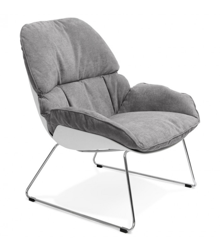 Fauteuil design gris clair en tissu Melbury