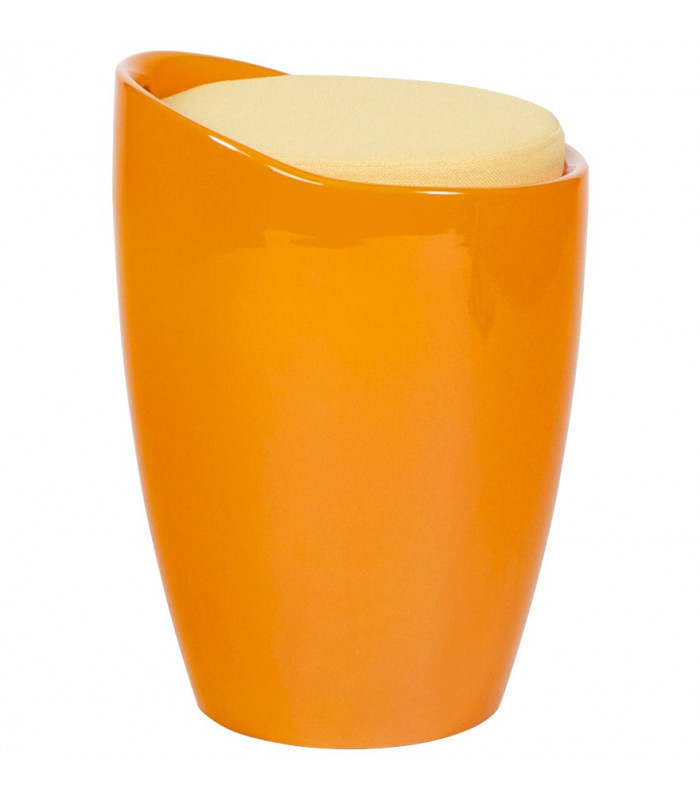 tabouret bas orange en tissu et plastique Connery