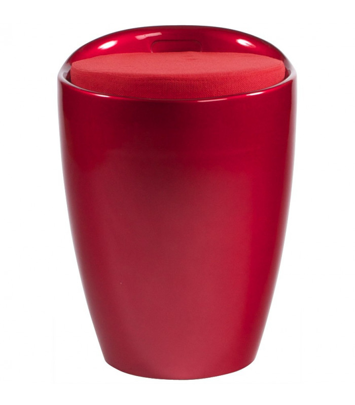tabouret bas rouge en tissu et plastique Connery