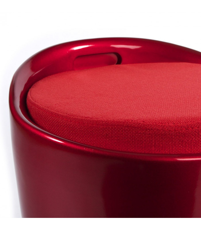 tabouret bas rouge en tissu et plastique Connery