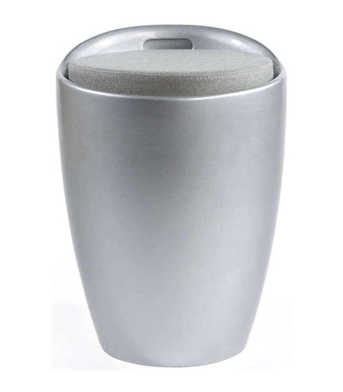 tabouret bas argent en tissu et plastique Connery