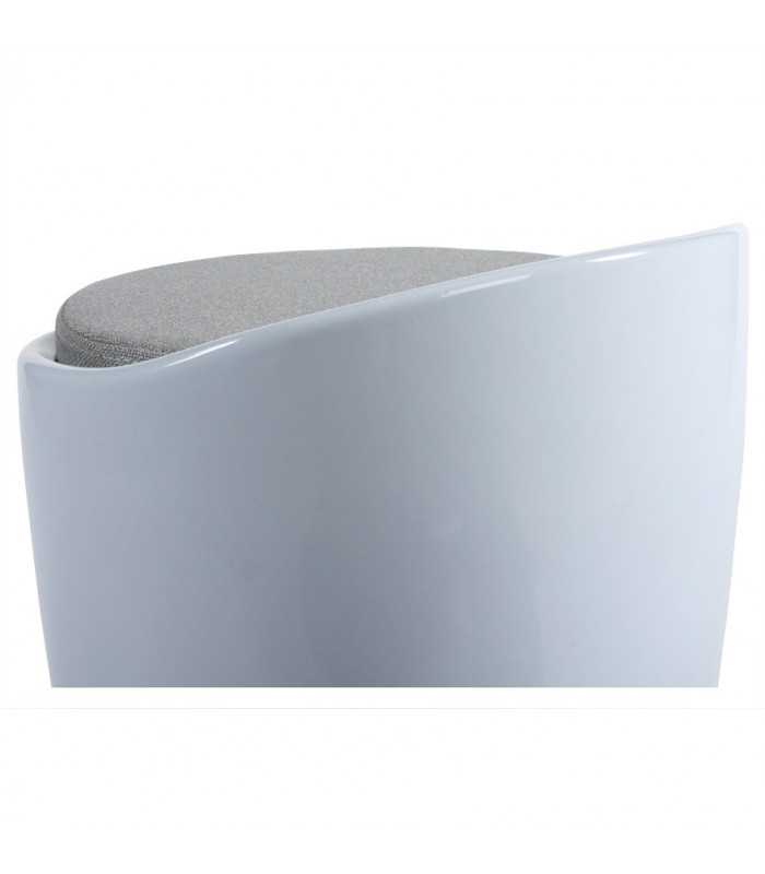 tabouret bas blanc en tissu et plastique Connery