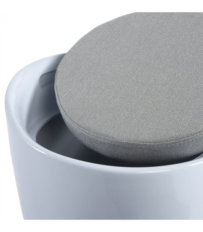 tabouret bas blanc en tissu et plastique Connery
