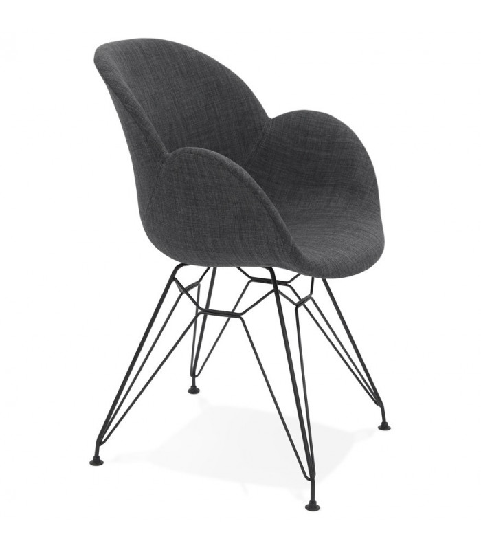 Fauteuil design gris foncé en tissu Concord