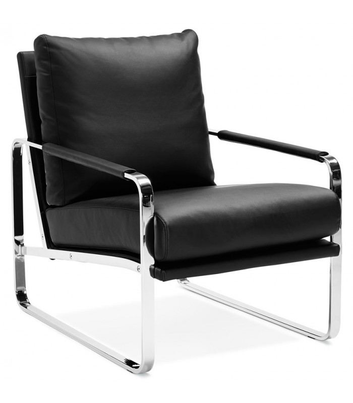 Fauteuil design noir en similicuir Adams