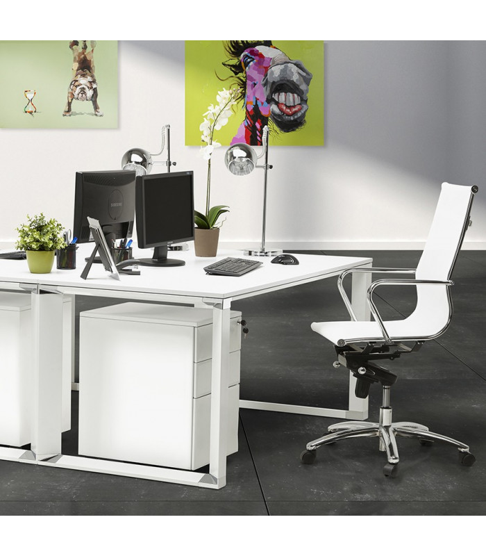 Fauteuil de bureau blanc en tissu Giamatti