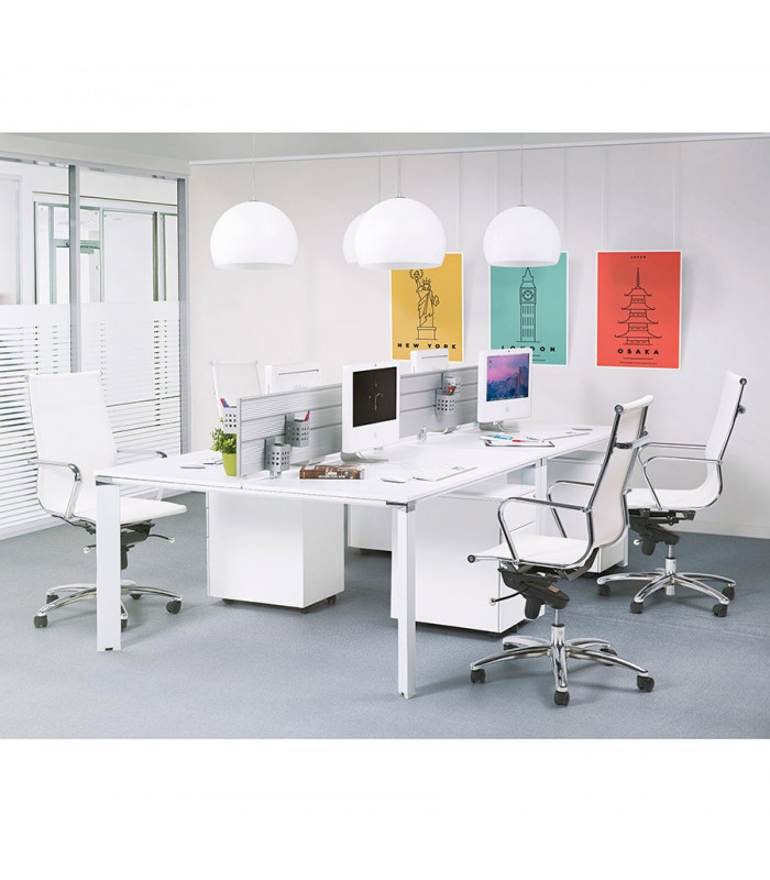 Fauteuil de bureau blanc en tissu Giamatti