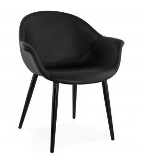 Fauteuil design noir en similicuir Henley