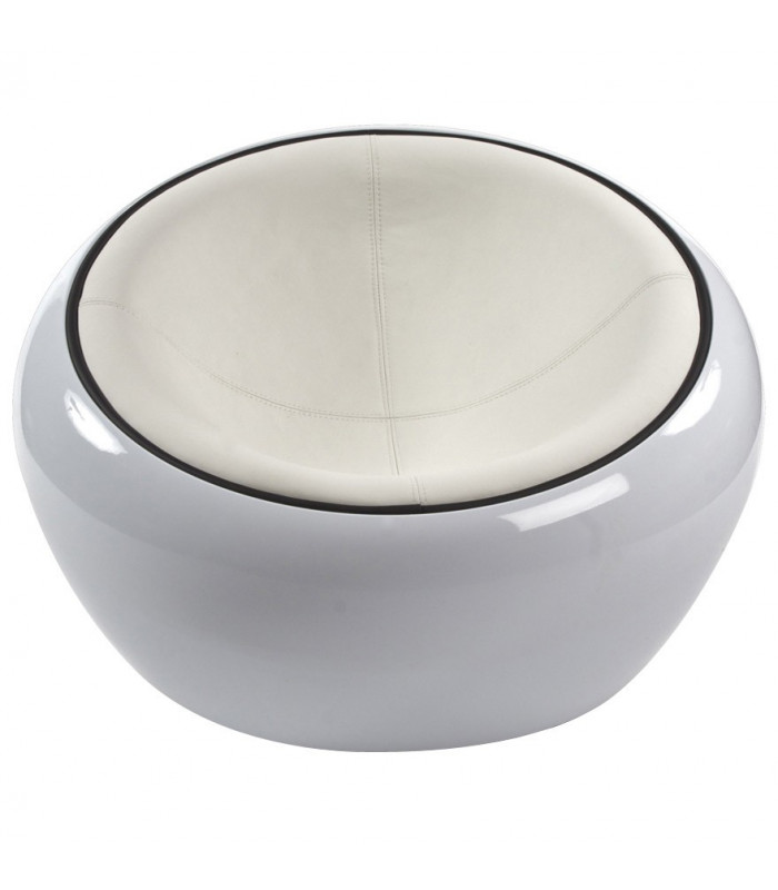 Fauteuil design blanc en plastique et similicuir Everett