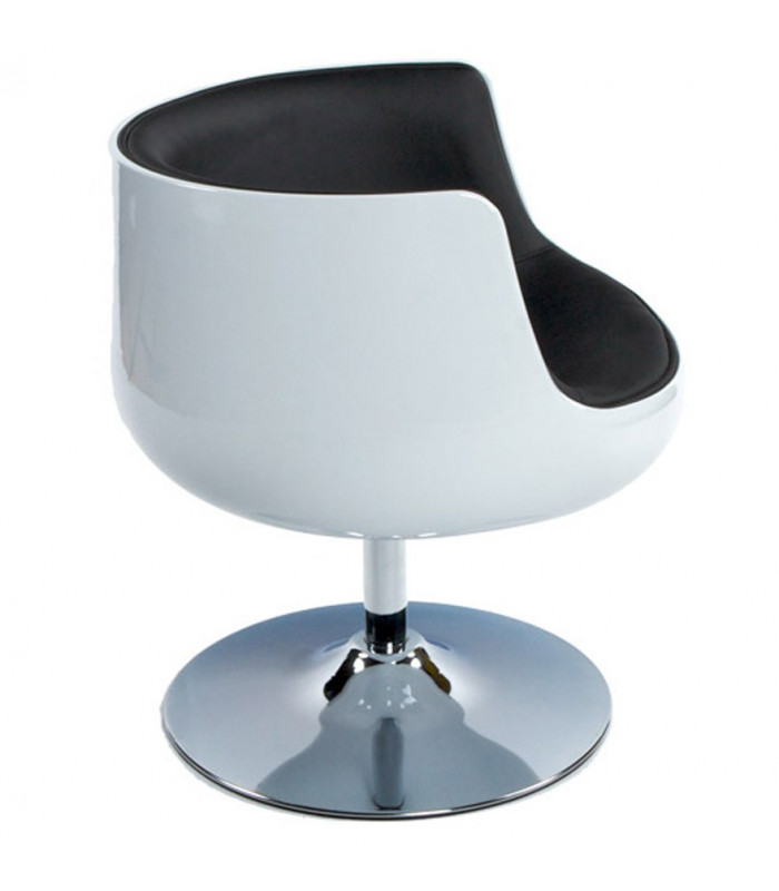 Fauteuil design blanc en plastique et similicuir Drayton