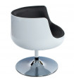 Fauteuil design blanc en plastique et similicuir Drayton