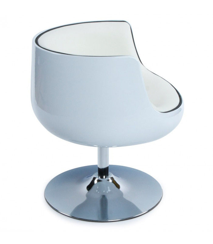 Fauteuil design blanc en plastique et similicuir Drayton