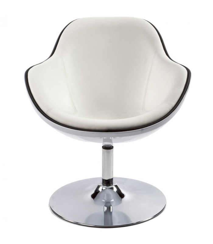 Fauteuil design blanc en plastique et similicuir Cambourne