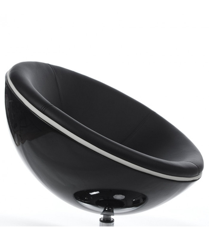 Fauteuil design noir en plastique et similicuir Moro