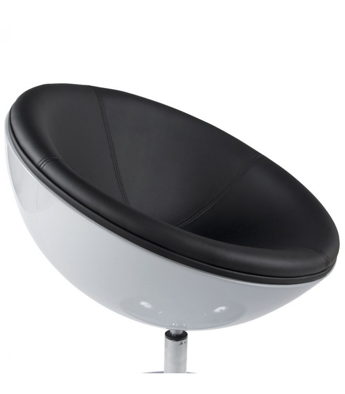 Fauteuil design blanc en plastique et similicuir Moro