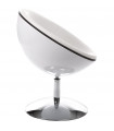 Fauteuil design blanc en plastique et similicuir Moro