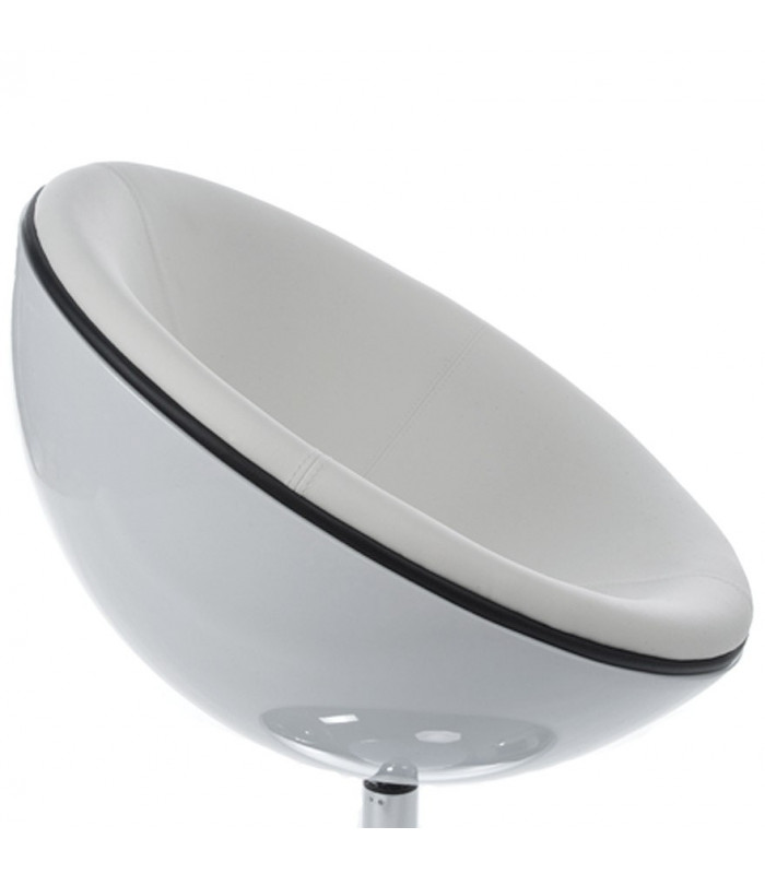 Fauteuil design blanc en plastique et similicuir Moro