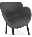 Fauteuil design gris foncé en tissu et bois Claudia