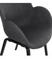 Fauteuil design gris foncé en tissu et bois Claudia