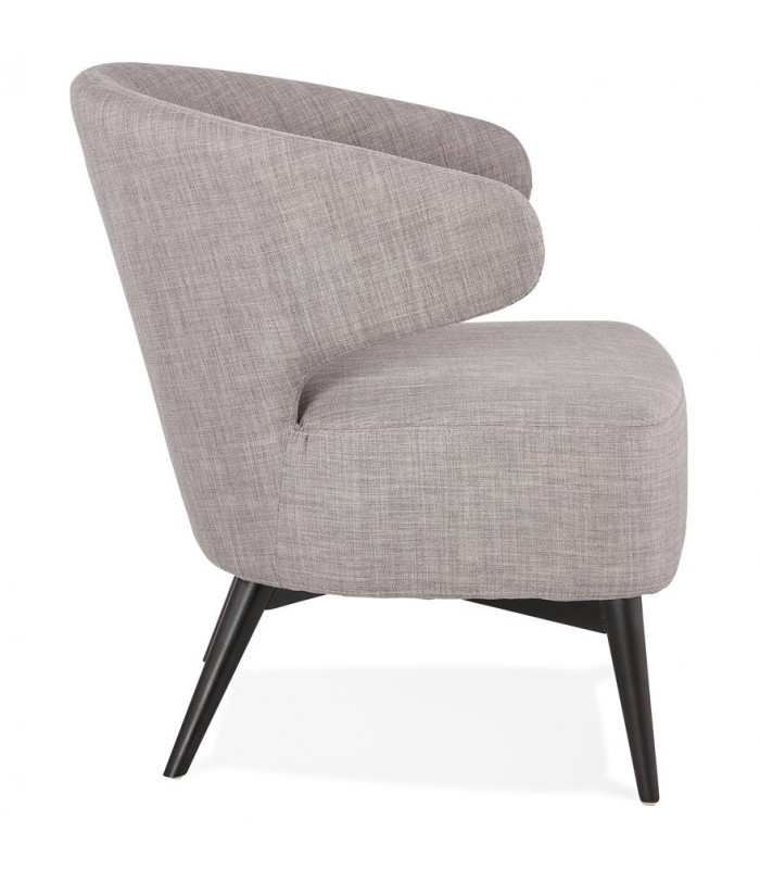 Fauteuil design gris en tissu et bois Icarus
